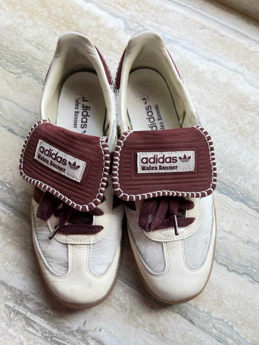 adidas Burgundy and Cream Wales Bonner Sneaker